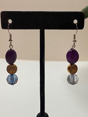 Purple and Blue Tree of Life Drop Earrings - Women Jewelry